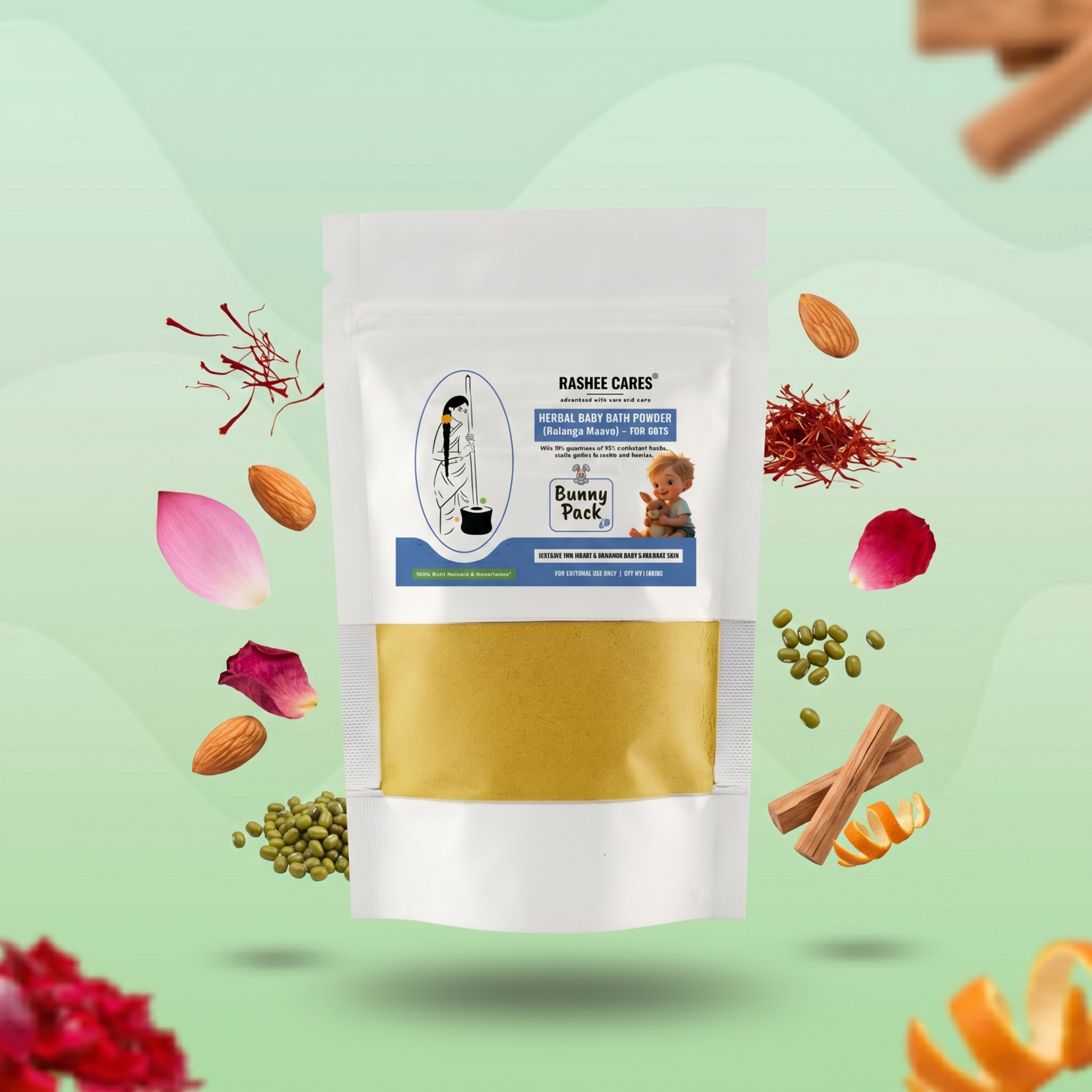 Herbal Boy Baby Bath Powder, Bunny pack (Trail pack, 70gm)