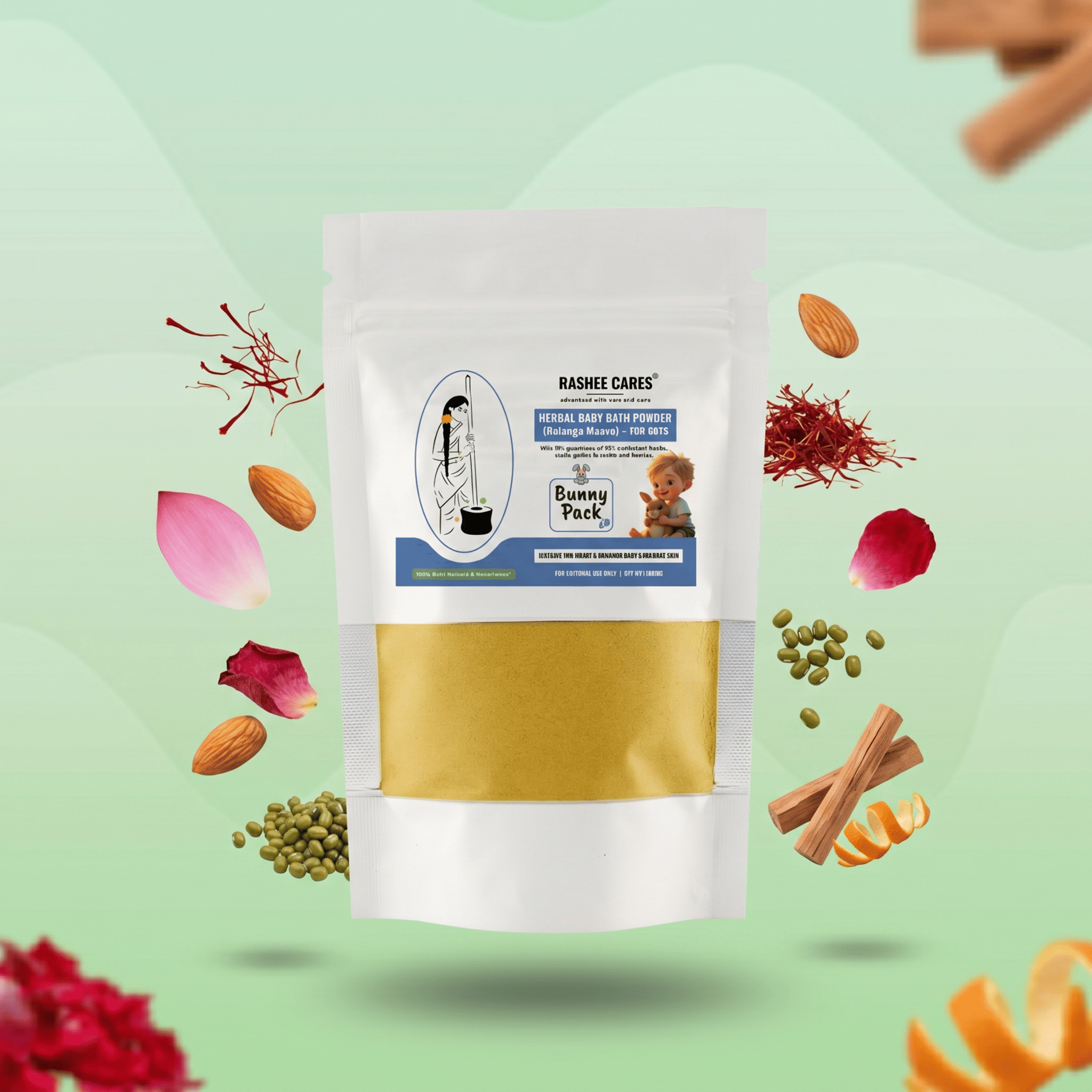 Herbal Boy Baby Bath Powder, Bunny pack (Trail pack, 70gm)