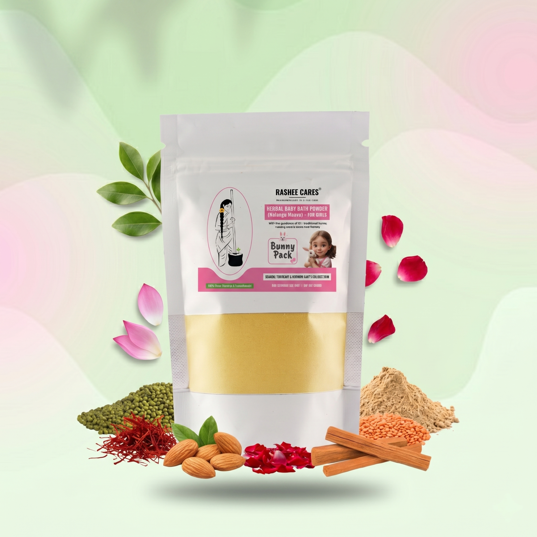 Herbal Girl Baby Bath Powder, Bunny pack (Trail pack, 60gm)